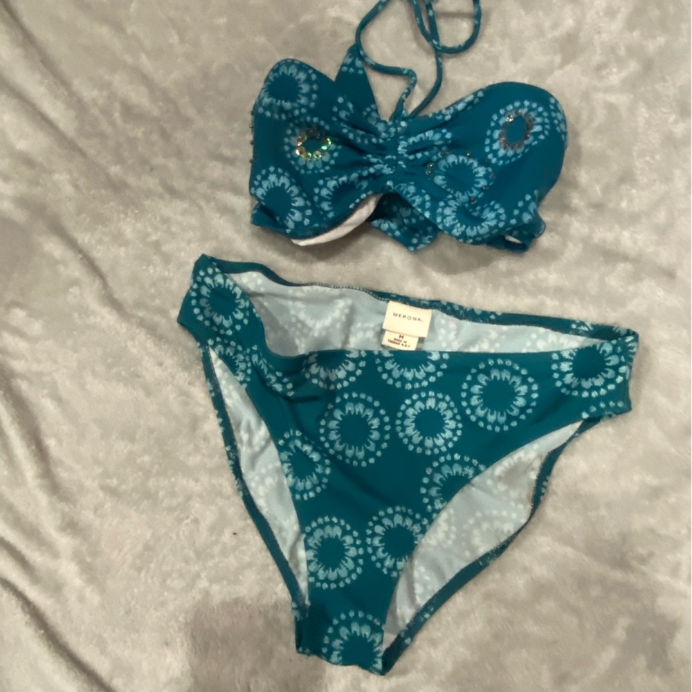 Merona Swimsuit Two-piece Bikini Teal - Women's Size Medium